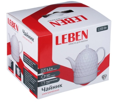 Электрочайник керамический 1.2л Leben 291-032