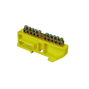 Шина N ноль 6x9 мм 14 отверстий на DIN-изол ШНИ-6х9-14-Д-желтый HLT Electric  081-03-06