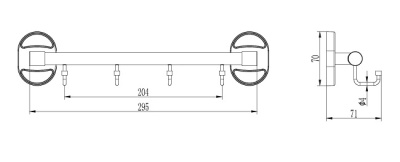 Вешалка 4 крючка, L1916-4 LEDEME