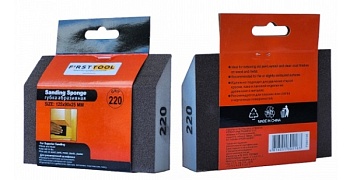 Губка шлифовальная угловая Р220 125х90х25мм FIRSTTOOL F060196