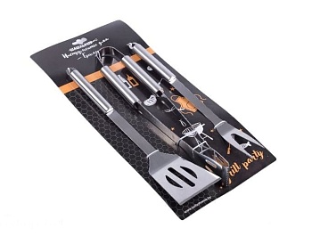 Набор инструментов для гриля (вилка, лопатка, щипцы) 37 см, Белбогемия