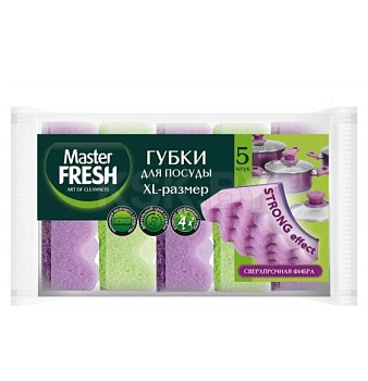 Губка для посуды, XL STRONG 5 шт., Master FRESH 