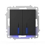 Выключатель 2-клавишный Zena-Vega 10А вантаблэк EL-BI 609-014800-203 (с индикатором)