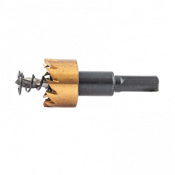 Коронка по металлу HSS, 22 мм, нитридтитановое покрытие, Denzel 724103