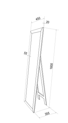 Зеркало напольное белое 450x1600мм Континент