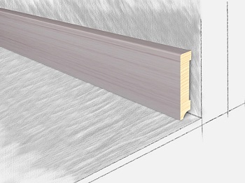 Плинтус напольный деревянный, сандал белый 2400х80х16 мм, КТМ