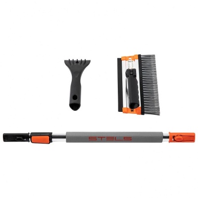 Щетка-сметка для снега со скребком и водосгоном, телескопическая, поворотная голова Stels 55299