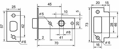 Защелка межкомнатная 100 AB Фабрика Замков