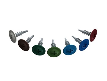 Саморез 4.2х16 мм с прессшайбой, цинк, со сверлом, RAL 3005 (винно-красный) STARFIX