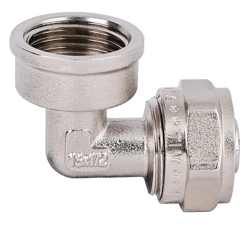 Фитинг обжимной угольник с переходом на внутр. резьбу 16x1/2 гайка (C-L1602FN) TIM