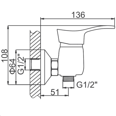 Смеситель для душа/псевдобиде L2014 LEDEME