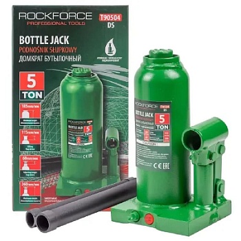 Домкрат гидравлический 5т, бутылочный, 115-185мм, RockFORCE RF-T90504 DS