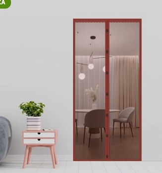 Штора антимоскитная на дверь на магнитах SweetSun (коричневая) 100x210 см