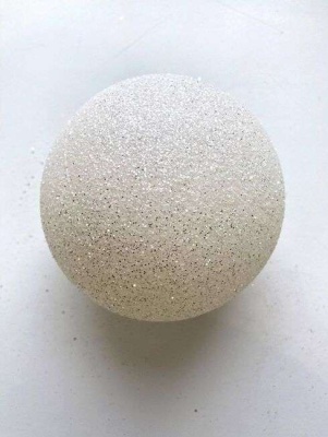 Шар ёлочный парча 8см белый с серебром GreenTerra ВН38