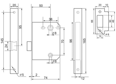 Замок межкомнатный 170 AB Palladium