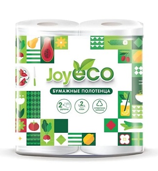 Полотенца бумажные 2-слойные 2 рулона JOY eco 