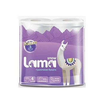 Бумага туалетная 3-слойная 4 рулона SNOW LAMA
