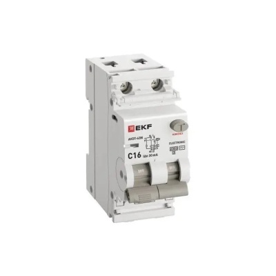 Дифференциальный автомат PROXIMA АВДТ-63N 30мА 1P+N тип AС EKF D63N26E16C30
