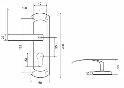 Дверная ручка 460-25 AB L PALLADIUM