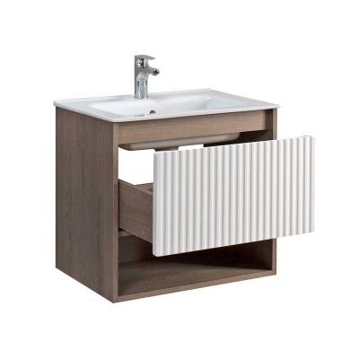 Тумба под умывальник Долли НП 60-01 Белый глянцевый/Дуб Денвер Belux