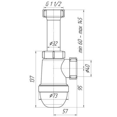Сифон для умывальника без выпуска 1 1/2''х40 АНИ Пласт C0120