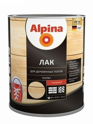 Лак алкидно-уретановый для деревянных полов, Alpina (Беларусь) (0.75 л глянцевый)