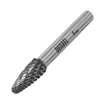 Борфреза по металлу твердосплавная, параболическая, тип-F, 8 мм, Denzel 72042