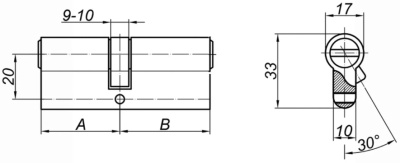 Цилиндровый механизм ZN 60 C ET AB Palladium