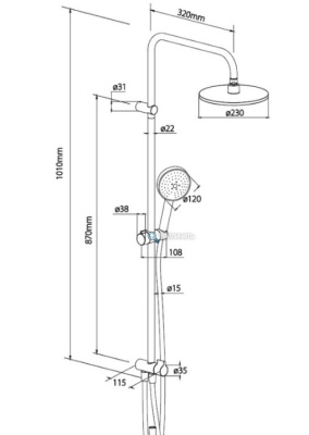 Душевая система с тропическим душем Origin Bit 977700200 Damixa