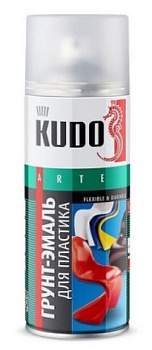Грунт-эмаль аэрозольная Kudo для пластика, белая (RAL 9003) 520мл