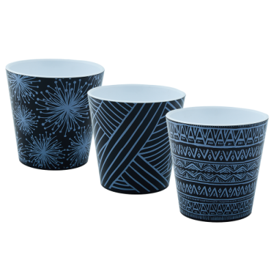 Вазон 13x12,5см Деко со вставкой с декором Этно черный, белый 114040ЭЧрБл Алеана