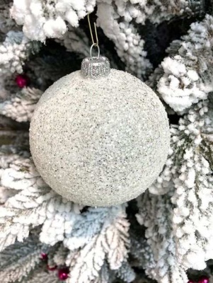 Шар ёлочный парча 8см белый GreenTerra ВН18