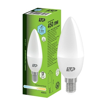Лампа светодиодная C35 5W E14 4000K ETP