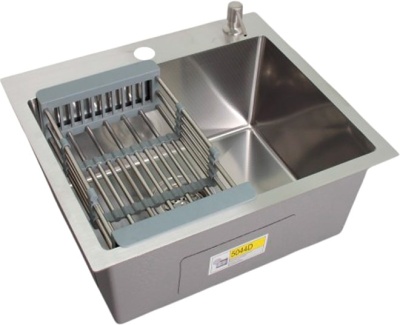 Мойка кухонная  WS-35044D сатин, с сифоном, коландером и дозатором, Wisent