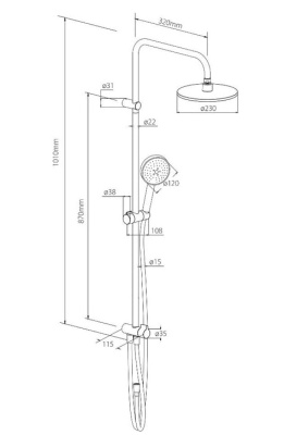 Душевая система с тропическим душем Jupiter DX977700000 Damixa