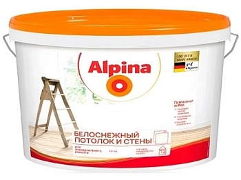 Краска Белоснежный потолок и стены Alpina 