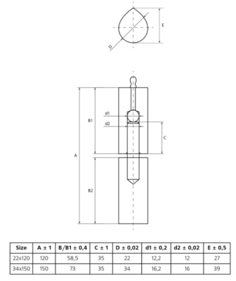 Петля приварная 22x120 мм PALLADIUM