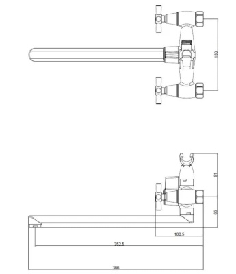 Смеситель для ванны и душа Dive DV31 VODA