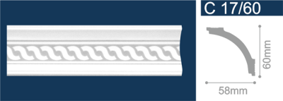 Потолочный плинтус Персия Серебро C 17/60 Солид