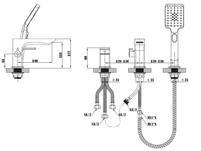 Смеситель на борт ванны Berlin BR355 ESKO