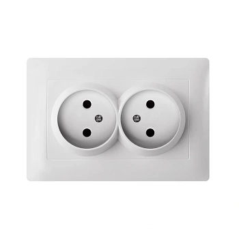 Розетка 2-ая Сontact белая без заземления ETP EOS2ZR-16