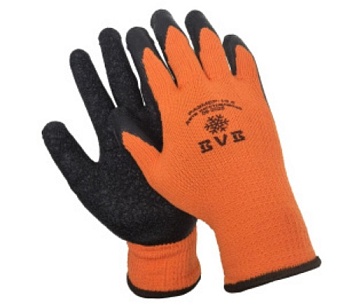 Перчатки полиэстеровые с ворсом, с латексным покрытием 10 класс оранжевые (652592)