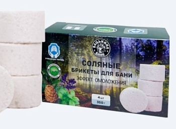 Брикет соляной Эффект Омоложения (пихта, кедр,лаванда, мята) 350г Бацькина баня
