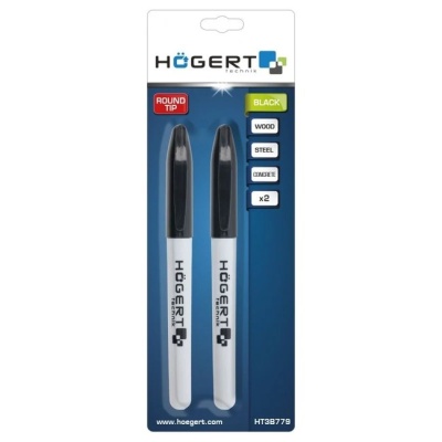 Маркер перманентный HOEGERT TECHNIK Round Tip 2шт черный HT3B780