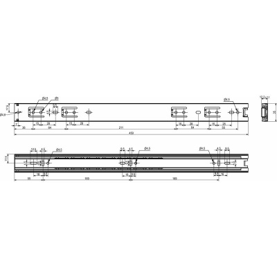 Направляющая шариковая Н=35 450 мм (2 шт), GRIDLI