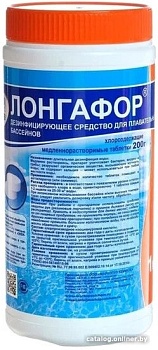 Средство для бассейна дезинфицирующее Лонгафор, таблетки по 200 гр в банке 1кг Маркопул Кемиклс