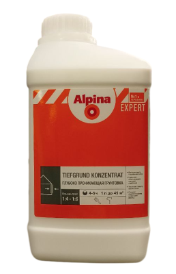 Грунтовка концентрат (от 1:4 до 1:6) Alpina EXPERT Tiefgrund Konzentrat NEW (1 л)