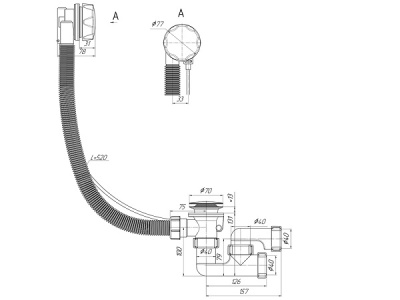 Сифон для ванны универсальный, полуавтомат, Cersanit Smart 64285