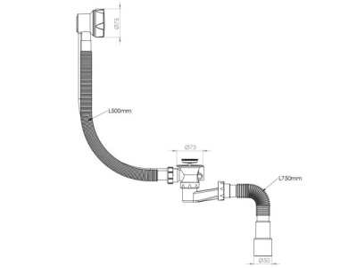 Сифон для ванны автомат, с гибкой трубой 1 1/2" - 40/50 мм, AVE129732 AV Engineering