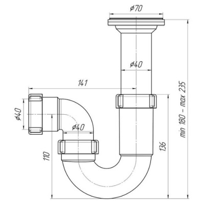 Сифон для мойки литой выпуск 1 1/2''х40 АНИ Пласт D0500